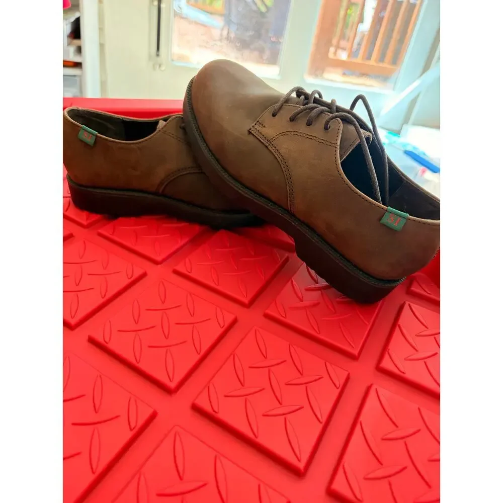 School Issue Brown Leather Oxford Shoes Youth Size 3.5W Uniform Lace Up